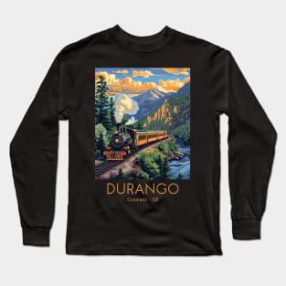 A Vintage Travel Illustration of the Durango and Silverton Narrow Gauge Railroad - Colorado - US Long Sleeve T-Shirt